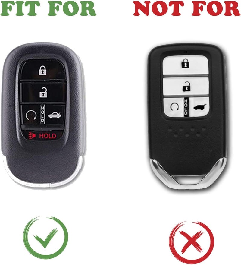 TANDRIVE Key Fob Cover for (5 Buttons) Honda 2026 2025-2022 Civic Accord CR-V HR-V Pilot and 2026 Passport, Silicone, 2-Pack, Red Button, Black - Image 2